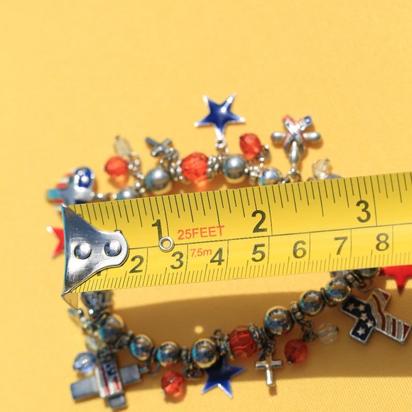 4th of July Bracelet with Crosses, Stars & Beads - Picture 3 of 6